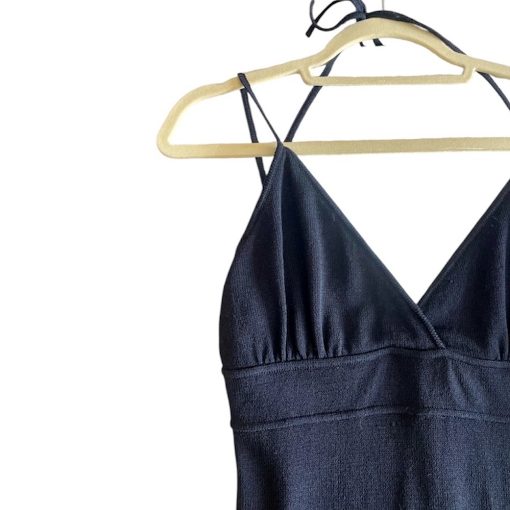 Vintage Rare St. John Evening Santana Knit Halter Dress Black Bias Cut - XS/S